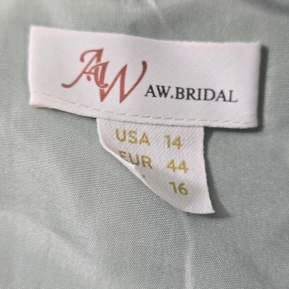 AW BRIDAL 14 1X plus sage green Dorian wedding formal party maxi dress NEW B135 - Picture 8 of 9